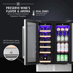 24" Dual Zone Wine & Beverage Refrigerator – Built-In or Freestanding