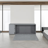 Queen Size Murphy Bed with Rotable Desk Gray