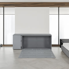 Queen Size Murphy Bed with Rotable Desk Gray