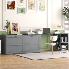 Queen Size Murphy Bed with Rotable Desk Gray