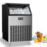 Commercial Ice Maker, Freestanding Square Ice Cube Maker 265lbs/24h, 55lbs Storage Bin, Full Heavy Duty Stainless Steel Construction