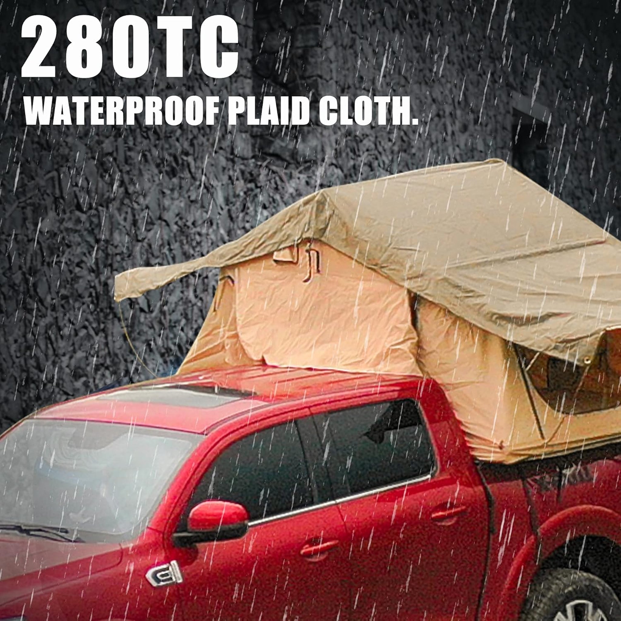 Soft-Shell Aluminum Rooftop Tent With Ladder, LED Light Strip, And Memory Foam Mattress - 2-3 Person
