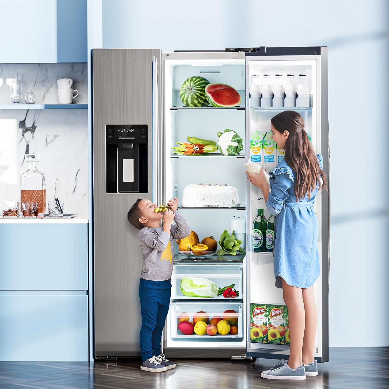 36" 20 Cu. Ft. Side-by-Side Refrigerator with Ice Maker & Water Dispenser