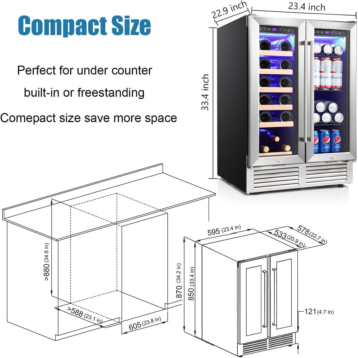 24" Dual Zone Wine & Beverage Refrigerator – Built-In or Freestanding