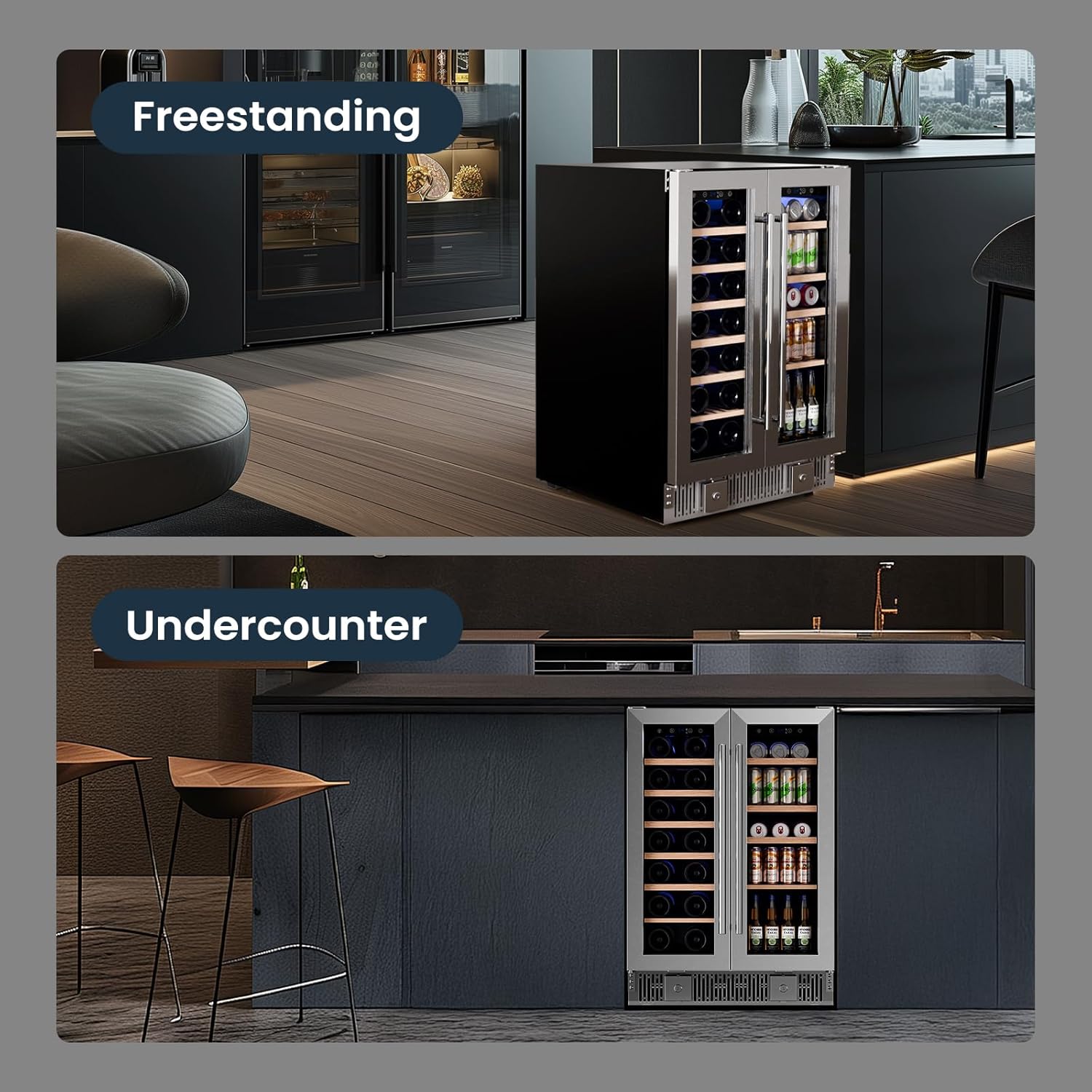 24" Dual Zone Wine & Beverage Refrigerator – Built-In or Freestanding