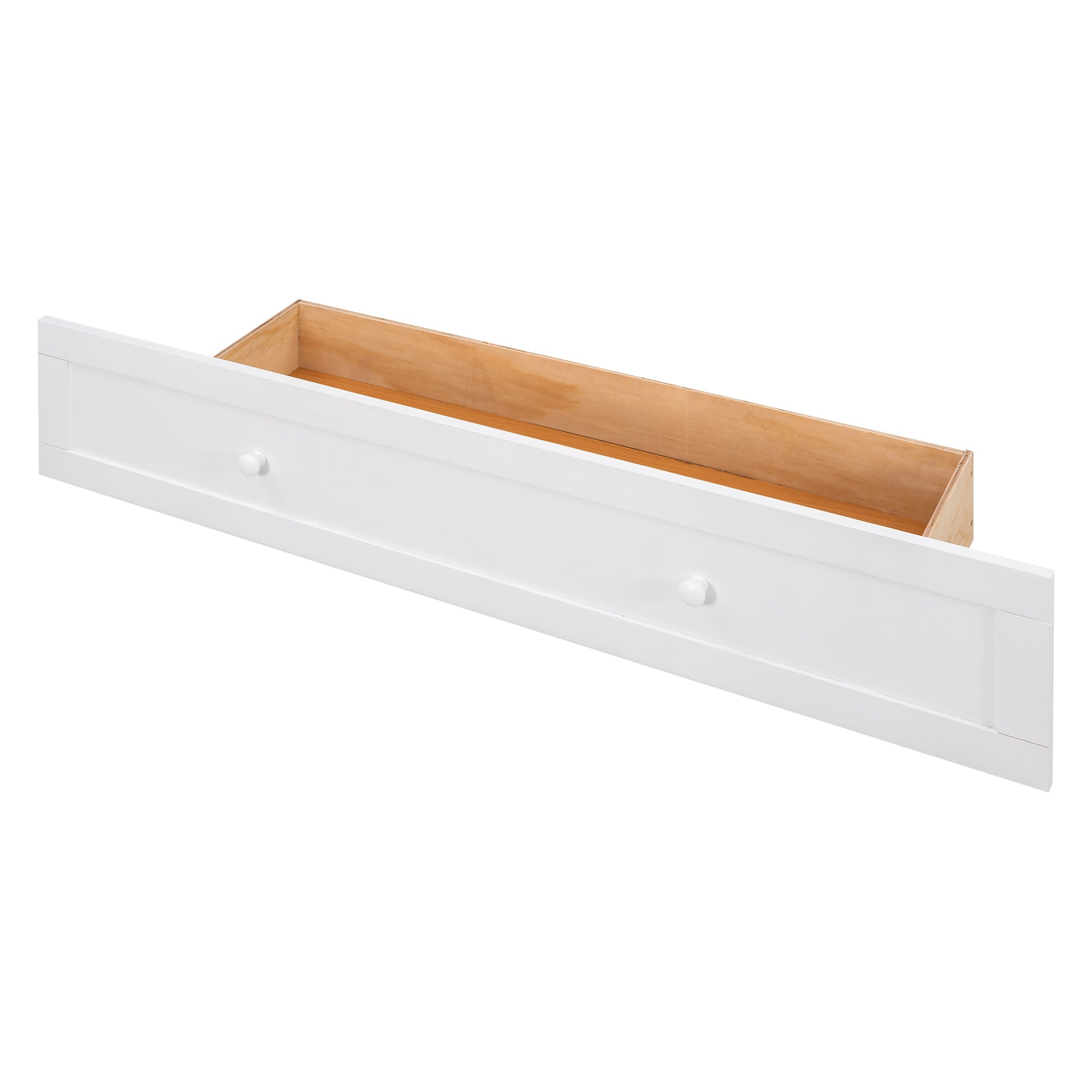 Queen Mobile Murphy Bed with Storage Drawer & Bedside Shelves – White