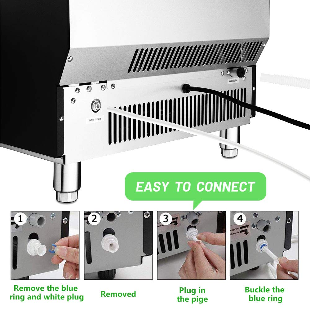 Commercial Ice Maker, Freestanding Square Ice Cube Maker 265lbs/24h, 55lbs Storage Bin, Full Heavy Duty Stainless Steel Construction