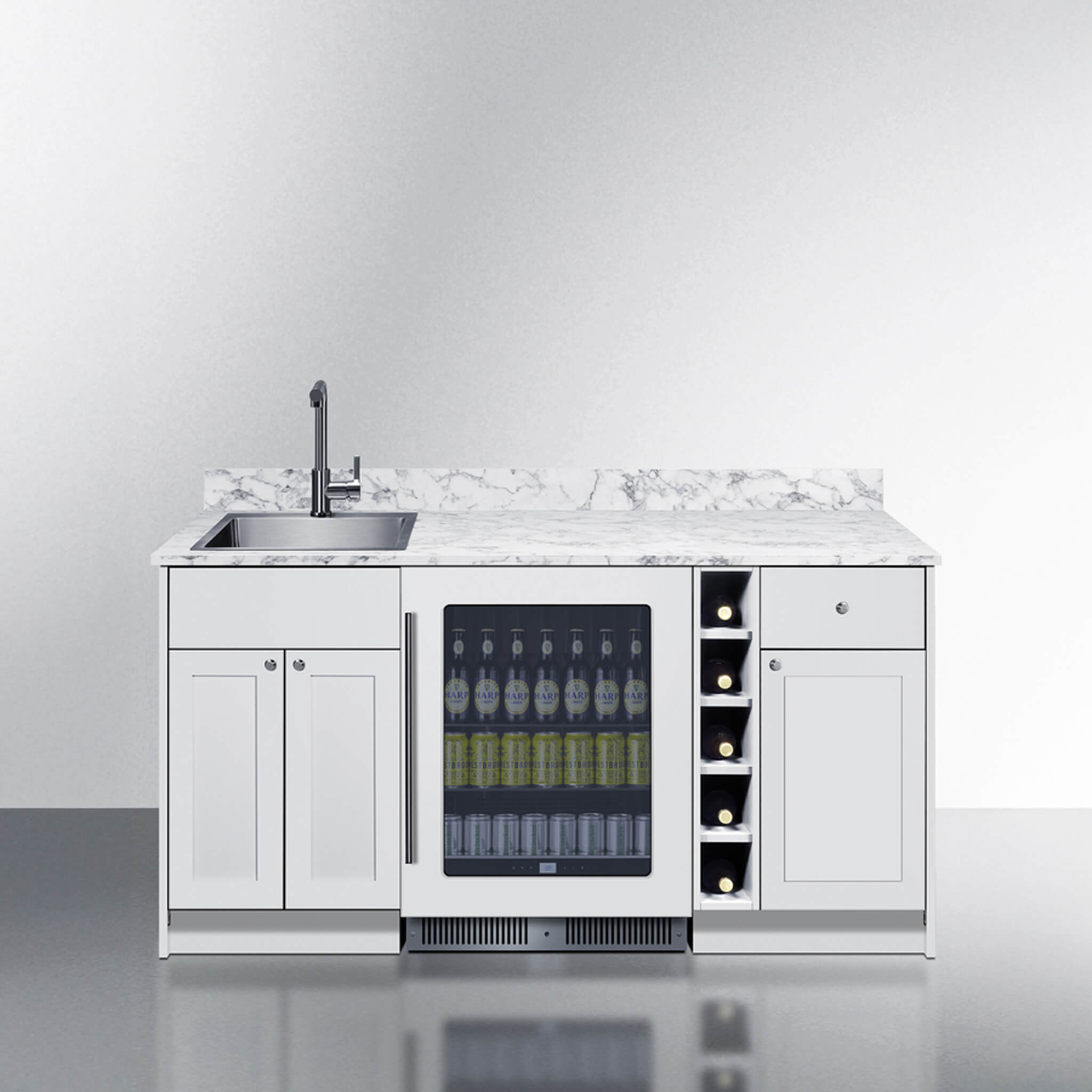 ADU or In-Law Suite Wet Bar Kitchenette With Countertop, Beverage Center, And Fully Assembled Cabinetry