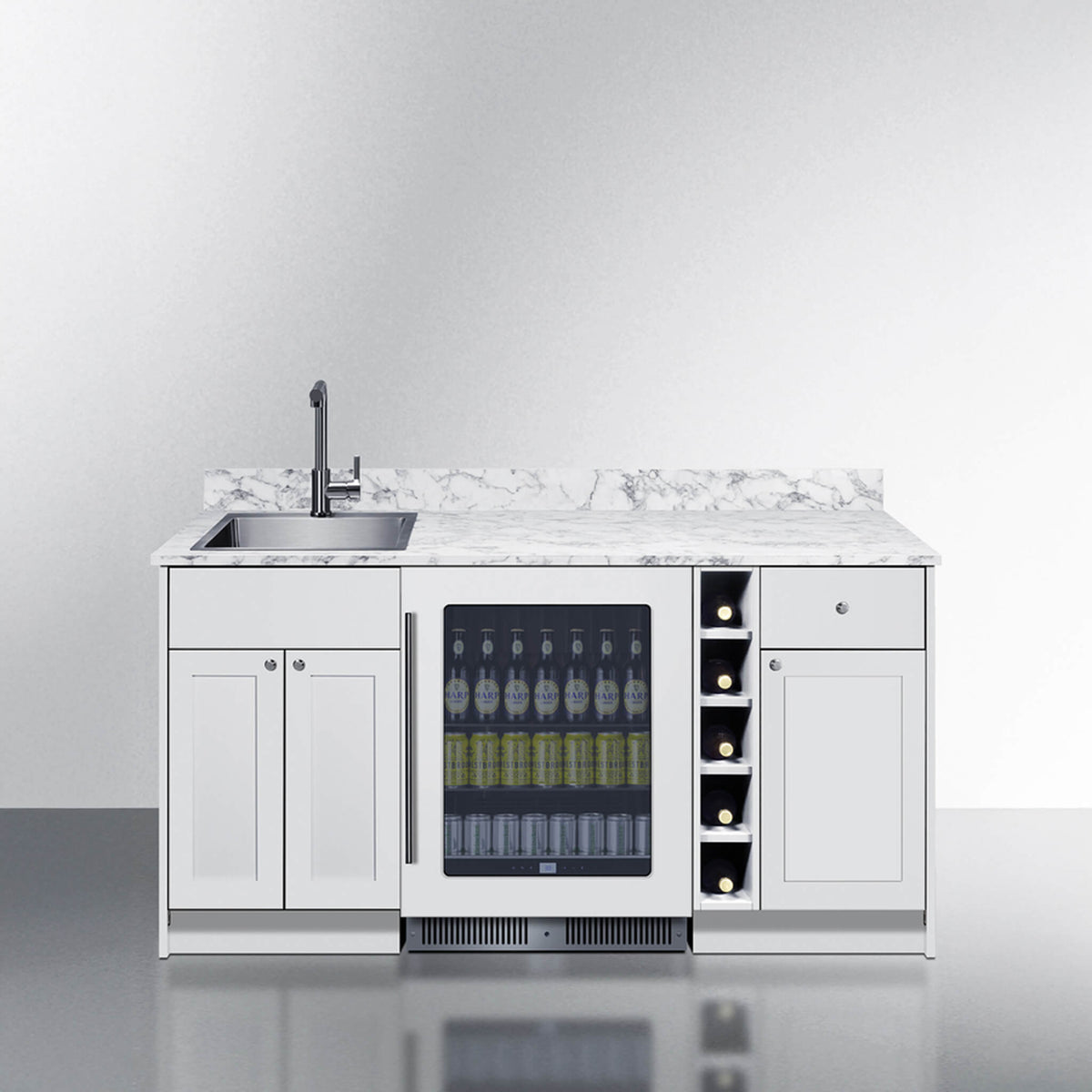 ADU or In-Law Suite Wet Bar Kitchenette With Countertop, Beverage Center, And Fully Assembled Cabinetry