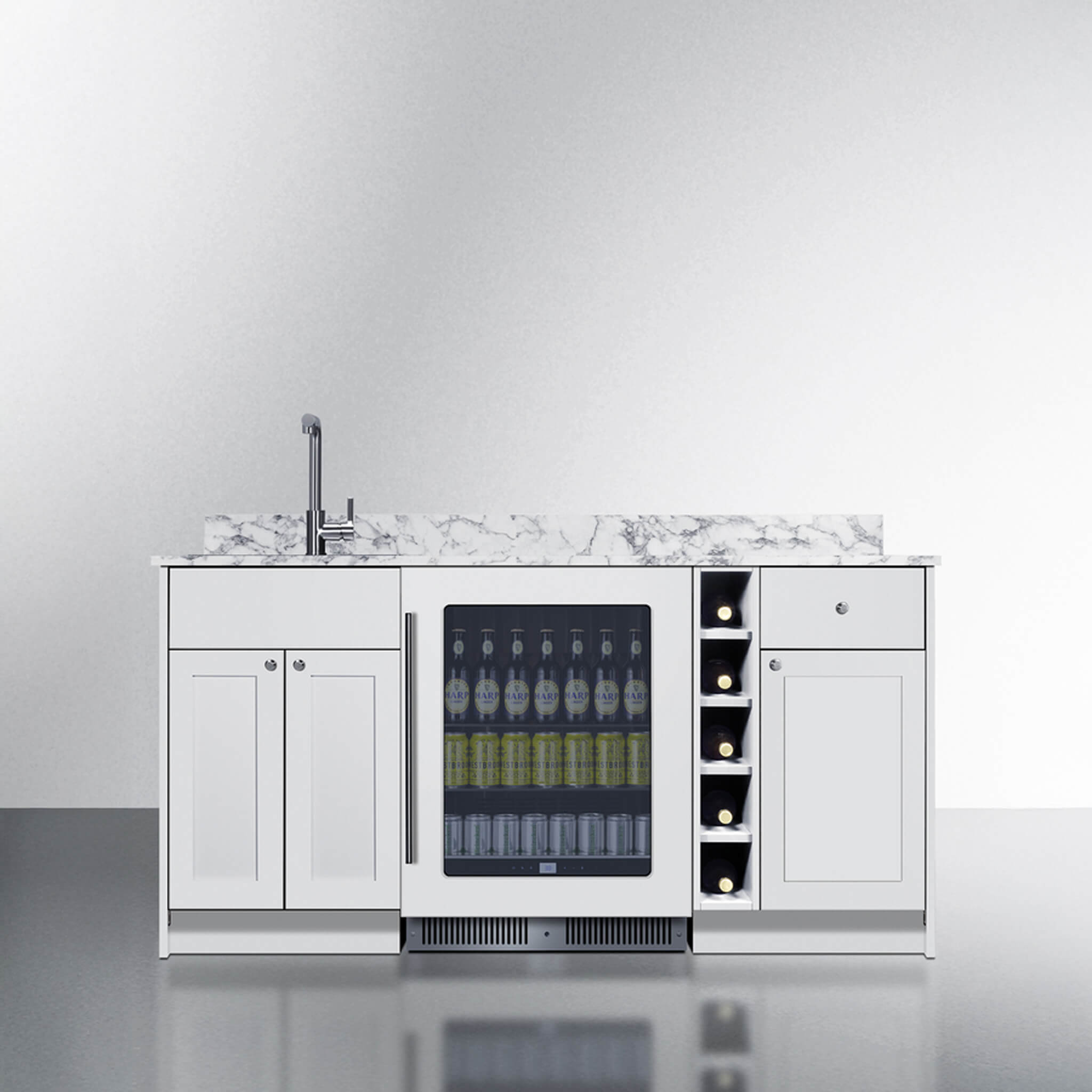 ADU or In-Law Suite Wet Bar Kitchenette With Countertop, Beverage Center, And Fully Assembled Cabinetry